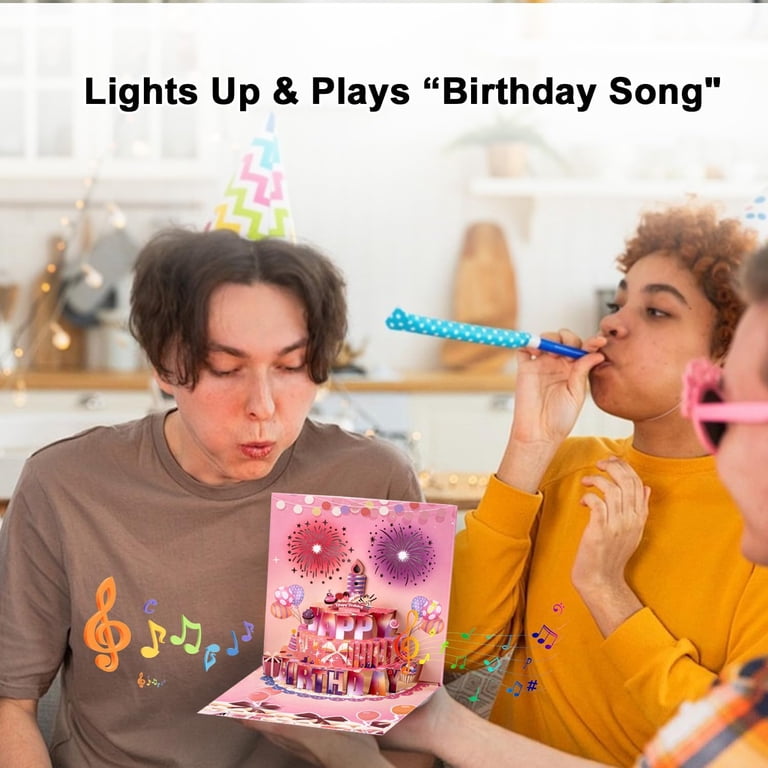 Birthday Card With Music Musical 3D Pop Up Birthday Cards: Blowable ...