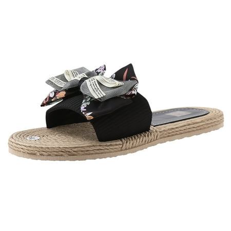 

Youmylove Slippers Women Slide Slippers Open Toe Slippers Bowknot Summer Bohemian Sandals Casual Shoes Leisure Ladies Cozy Daily Walking