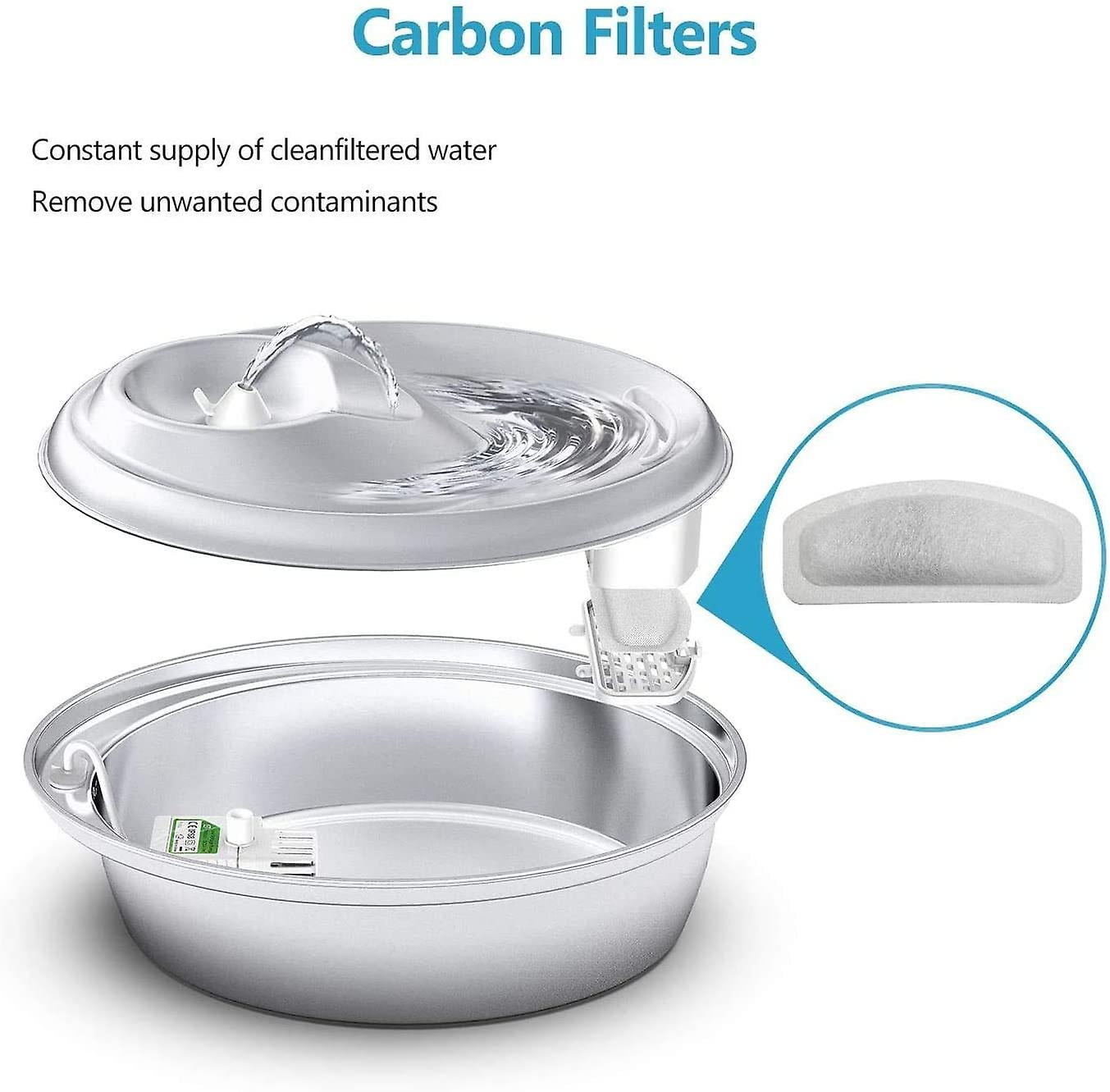 Filters For Fountain Water Cat , For Puppy Kitty Dispenser Water For Cat Silent Stainless Steel, Filter Fountain Water Cat With Cotton, Rsin
