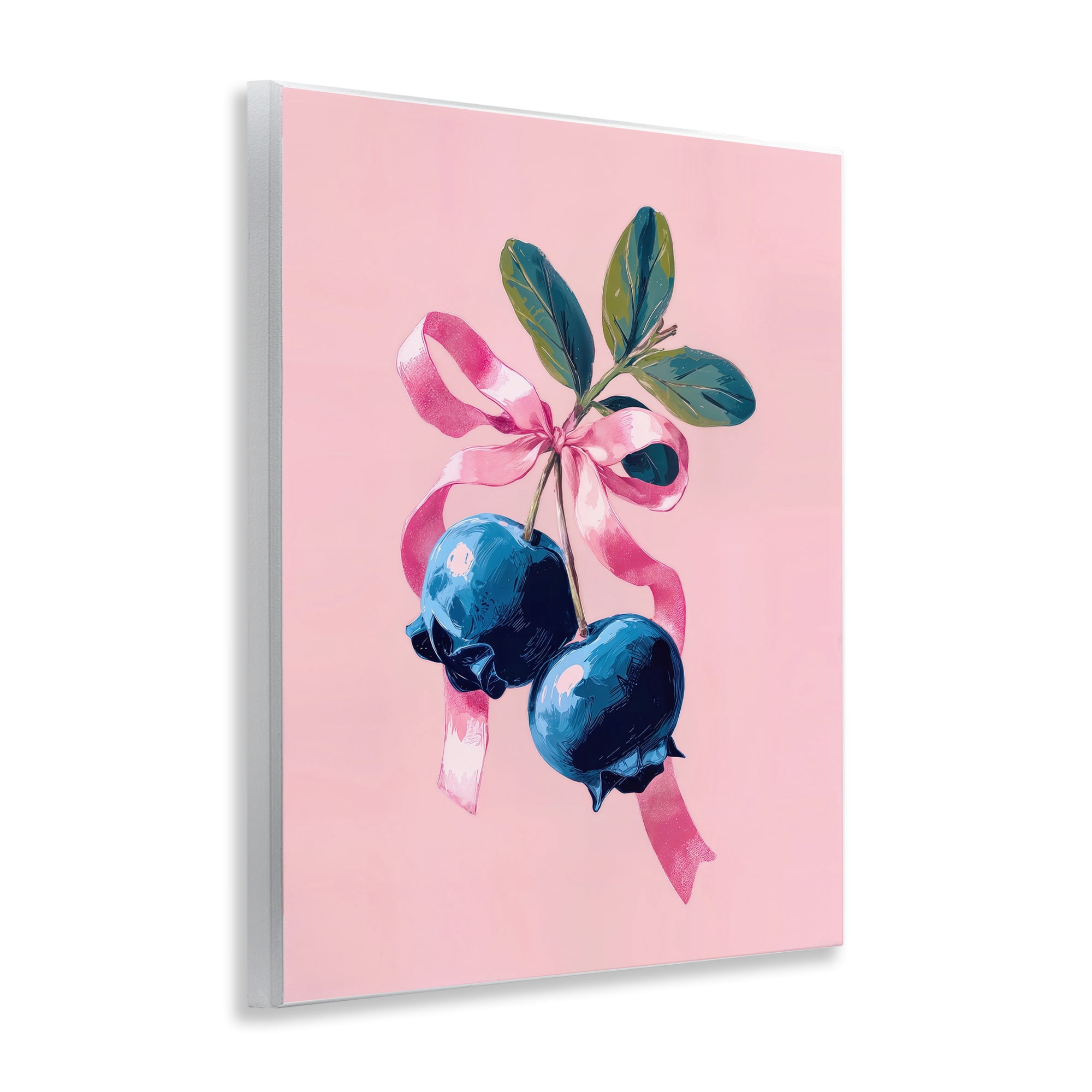 Stupell Industries Blueberry Branch with Pink Bow Wall Plaque Art, design by Imagine It Images