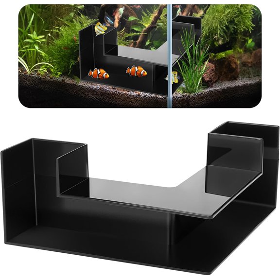 Dual-Entrance Aquarium Tunnel, Aquarium Cave Hideout 360° Viewing, Black Shrimp Cave Fish Tank Tunnels, Aquarium Underground Tunnel, Substrates Buried Tunnel for Fish Decoration
