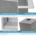 thumbnail image 3 of Ruvati RVH8303 33 in. 16 Gauge Single Bowl Workstation Ledge Rounded Corners Undermount Kitchen Sink, Silver, 3 of 6
