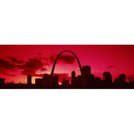 Gateways To The Art Gateway Arch with city skyline at sunset St Louis Missouri USA 2013 Canvas Art - Panoramic Images (36 x 12) ()