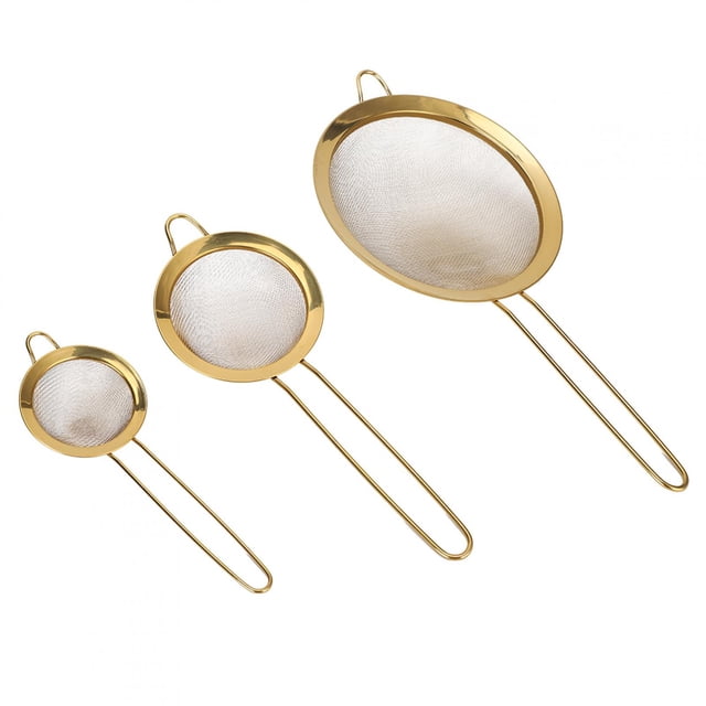 Colador de malla Jadeshay herramienta para hornear de cocina de Acero inoxidable color Titanio dorado