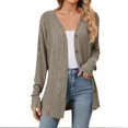 thumbnail image 2 of Light Weight Cardigan for Women Open Front Coat Long Sleeve Fashion Soft Knit Fall Spring Cardigans Stretchy Lightweight Sweater Khaki S, 2 of 8