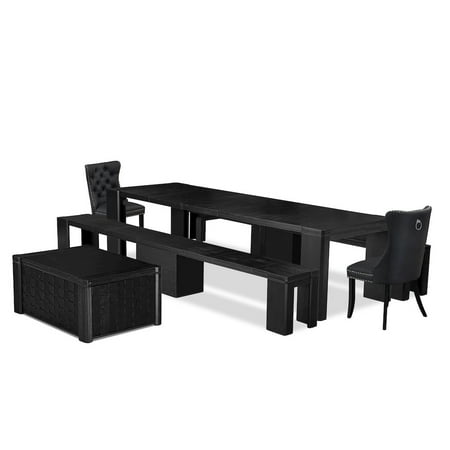 Luxe by East West Furniture 6-piece Kitchen Table Set a Rectangular Dining Table with a coffee Table