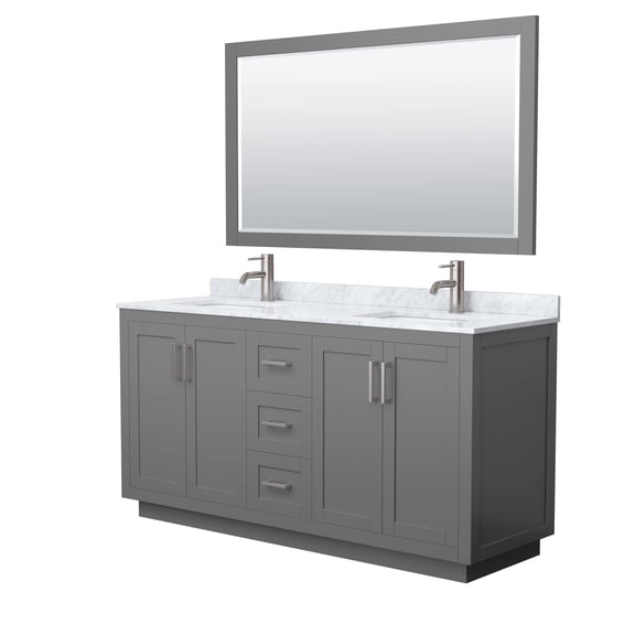 Wyndham Collection Miranda 66" Metal Double Bathroom Vanity in Gray/Nickel