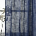 thumbnail image 3 of 3 Piece Rod Pocket Linen Semi Sheer Kitchen Window Curtain Tiers and Valance Set 24" Long, Navy., 3 of 4