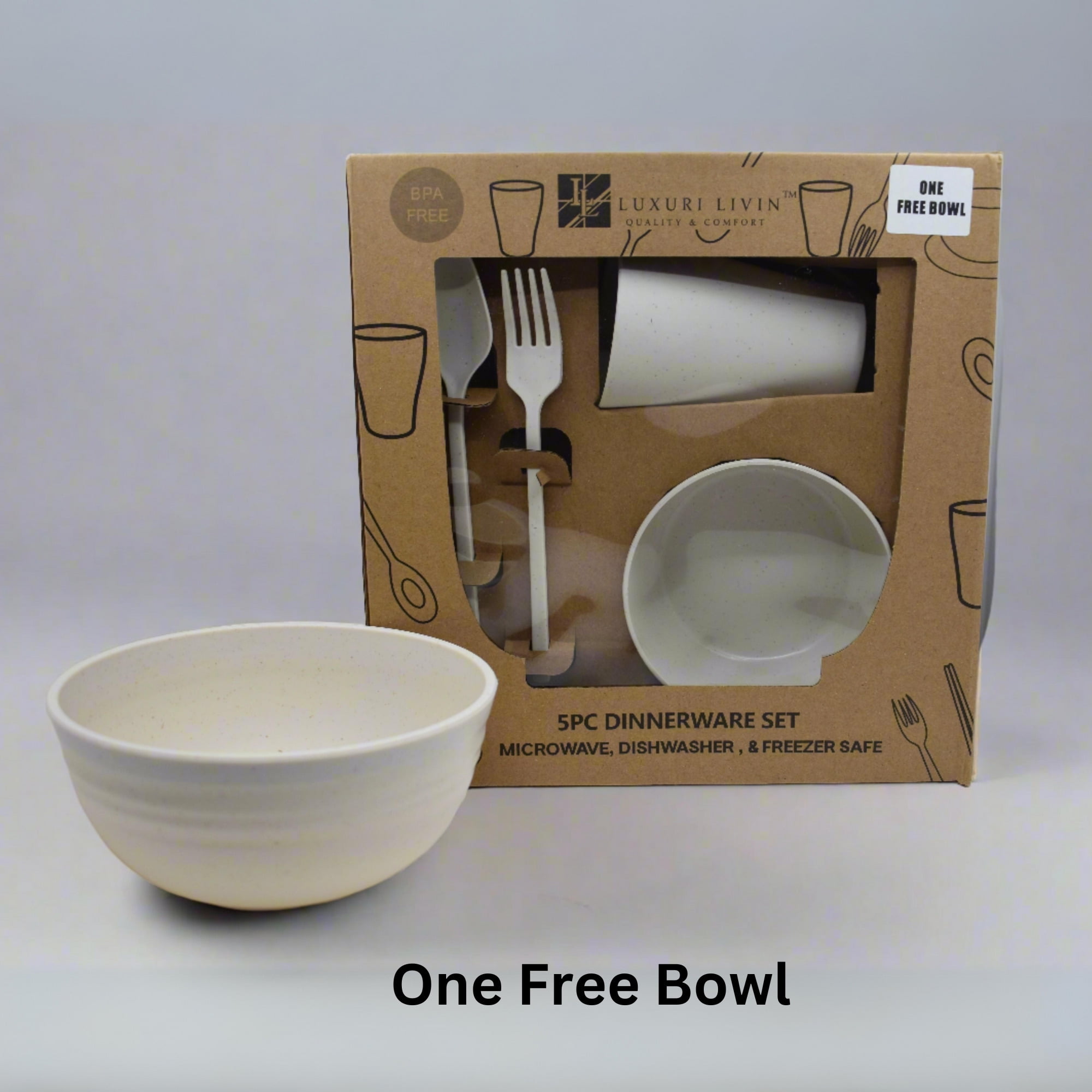 Dorm Dinnerware 5 pcs Set with One Free Bowl