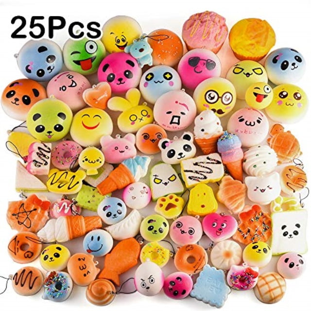 kuuqa 25 pcs random slow rising squishies jumbo medium mini kawaii squishy cake/panda/donuts