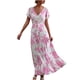 thumbnail image 1 of Falda de vestido con botones de encaje de manga corta con cuello en V informal para mujer a la moda Pompotops  qwe13272, 1 of 7