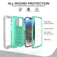 thumbnail image 2 of SaniMore for iPhone 14 Pro 6.1" 2022 Case with Hidden Bracket Rugged Heavy Duty Protective [Hard PC Back + Silicone Bumper] Shokcproof Anti-drop Tri-layer Hybird Shell for iPhone 14 Pro, Gray + Green, 2 of 7