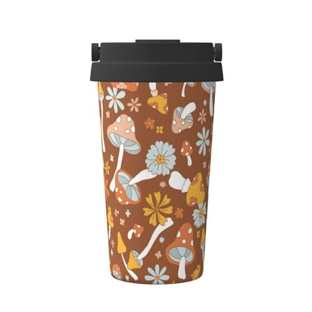 

KLL Floral Hippie Mushrooms Pattern Stainless Steel Vacuum Insulated Tumbler - Carry Insulated Coffee Mug - Reusable Insulated Cold Brew Iced Coffee Cup Thermos