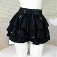 thumbnail image 3 of Skirts for Women Stylish Punk Rock Skirt with Lace Up Detail and Layered Design for High Waist Fashion Party Wear by Street Style Black XL, 3 of 8