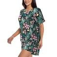 thumbnail image 2 of Naloa Rose Flowers Women's Short-Sleeved Pajama Set, Loungewear, Summer pajamas, Breathable Cozy - 4X-Large, 2 of 9
