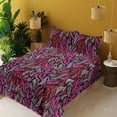 thumbnail image 2 of Ambesonne Abstract Modern Art Fitted & Flat Sheet with Shams 4 Pcs Set, Grunge Leafy, Queen, Hot Pink and Blue Grey, 2 of 5
