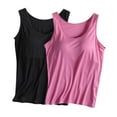 thumbnail image 1 of Timegard 2 Pcs Débardeurs pour Femmes avec Soutien-Gorge Intégré Grande Taille Col Rond Doux Sans Manches Pyjamas Vêtements de Détente, 1 of 4