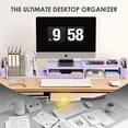 thumbnail image 5 of Purple Desk Organizers and Accessories, Dual Computer Monitor Stand Riser with Drawer and 2 Pen Holders, Office Desk Accessories, Workspace Desktop Organization for Office Supplies, 5 of 7