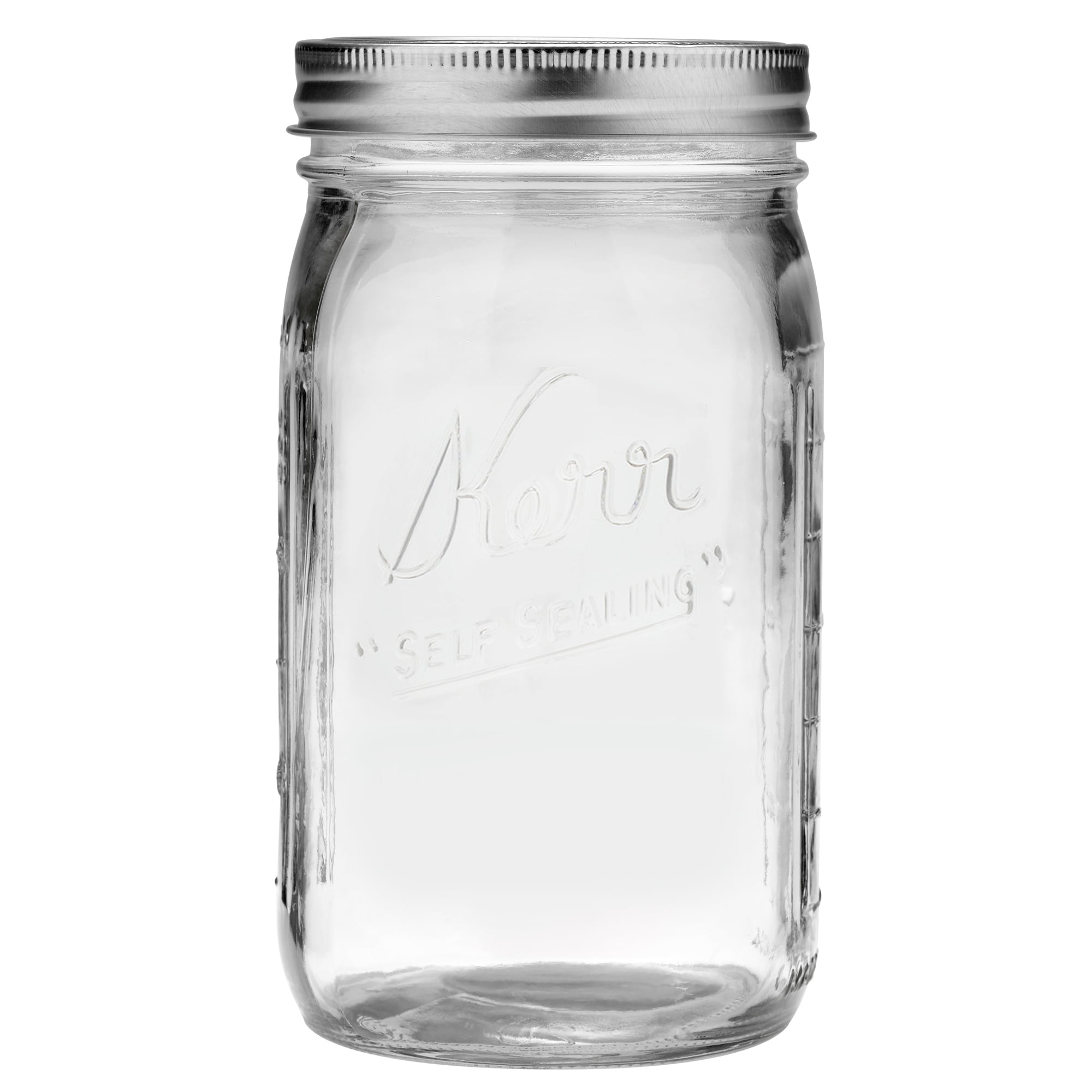 Kerr Glass Mason Jar W Lid Band Wide Mouth 32 Ounces 12 Count