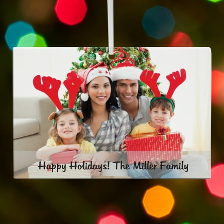 Personalized Photo Message Rectangle Christmas Ornament
