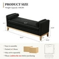 thumbnail image 3 of Tynzuro 66'' Upholstered Boucle Bench with Bolster Pillow, Fits King Size Bed/Entryway, Black-Natural, 3 of 8
