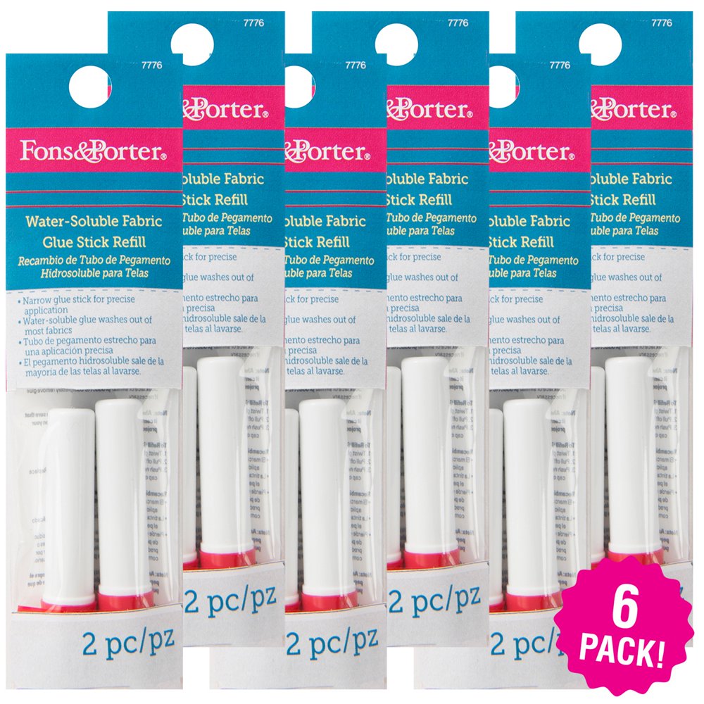 Fons & Porter Water Soluble Glue Refill 2 Count, Multipack of 6