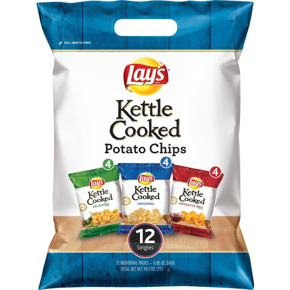 Lay's Variety Pack Kettle Cooked Potato Chips, 0.85 Oz., 12 Count