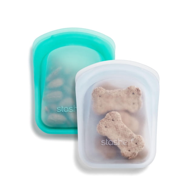 Bolsas de almacenamiento de alimentos Stasher Premium Silicone, 4 ml, transparentes y aguamarinas