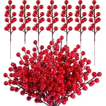 40 Pack 8.66" Artificial Red Berry Stems Christmas Decorations, Red Berry Picks Holly Berries Branches,Christmas Artificial Berry Picks for Christmas Tree Ornaments DIY Wreath Crafts