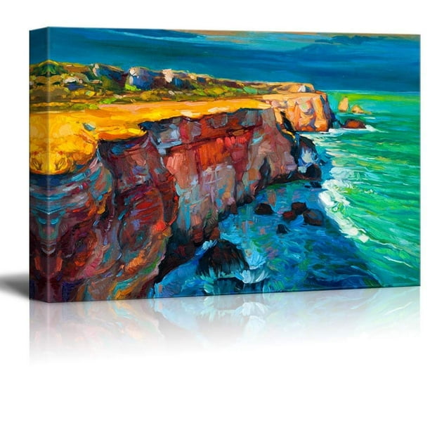 Canvas Prints Wall Art Abstract Oil Painting Of Cliffs And Ocean On Canvas Modern Impressionism