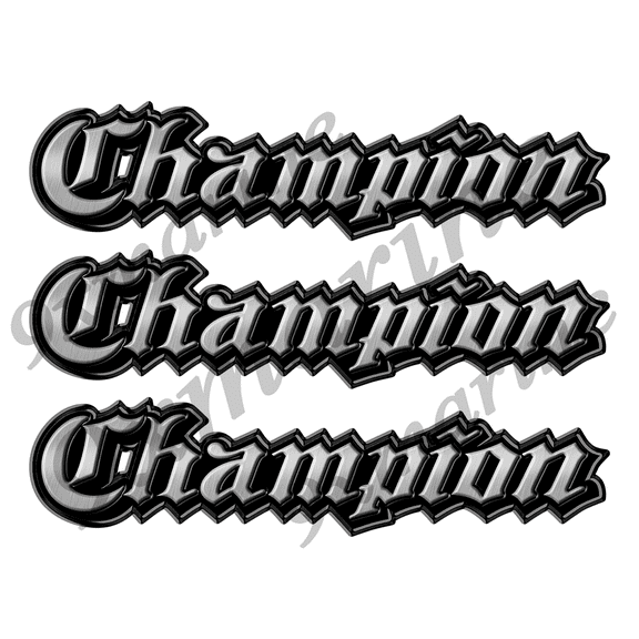 3 Champion Classic Vintage Stickers Remastered - 10" long