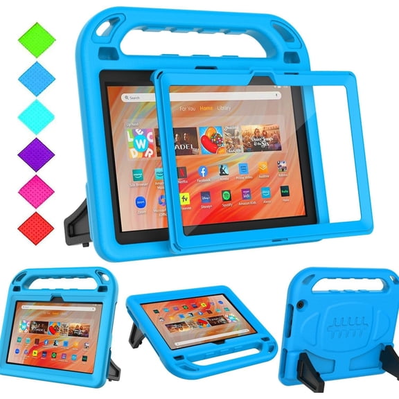 SUPNICE Kids Case for Fire HD 10 & Fire HD 10 Plus Tablet (13th/11th Generation, 2023/2021 Release), with Screen Protector, Shockproof Handle Stand Kids Case for Amazon Fire HD 10 Tablet,Blue