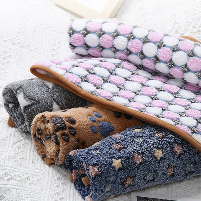 Neinkie Dog Blankets for Small Dogs, Puppy Blankets Paw Print Pattern Fleece Throw Pet Blanket, Small Dog Kitten Blankets Washable