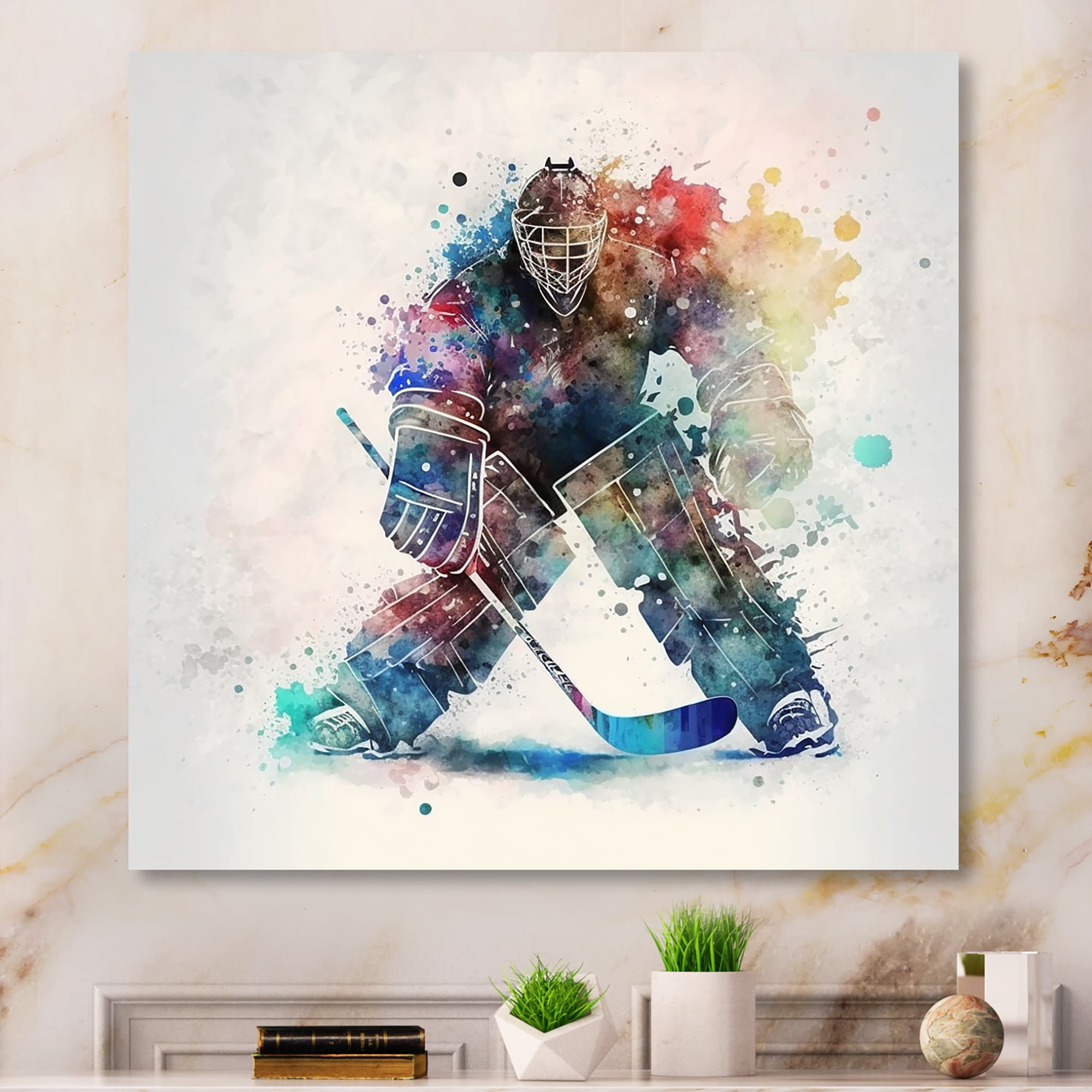 Designart Hockey Goalie During The Hockey Game II Canvas Wall Art