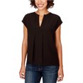 thumbnail image 1 of Blusa de punto plisado Lucky Brand mujer negro mediano Tejer, 1 of 1