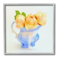 Stupell Industries Yellow Blooms in Pitcher Botanical & Floral Painting Gray Framed Art Print Wall Art, 24 x 24