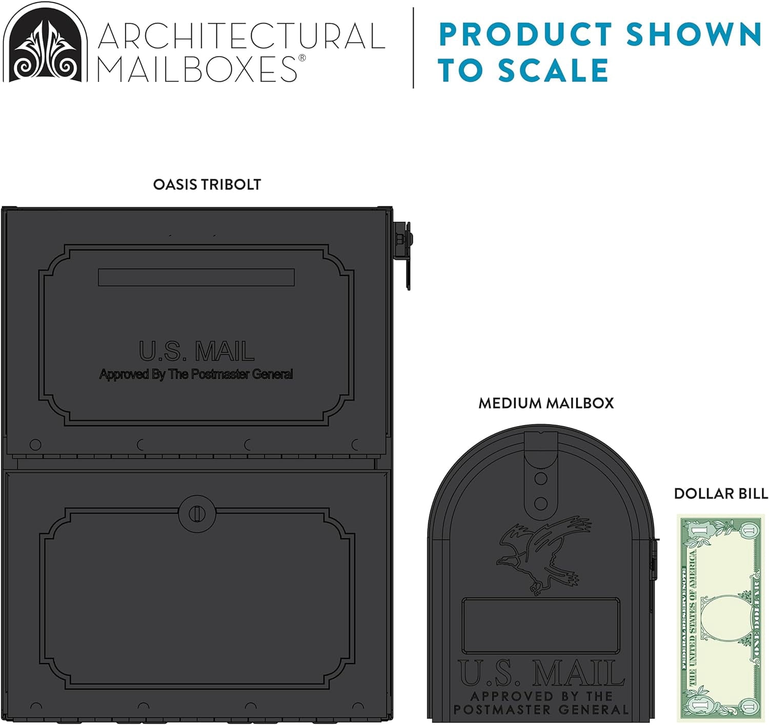 Architectural Mailboxes 6200B-10 Oasis Classic  Post Mount Locking Mailbox - Black