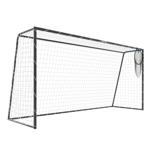Galvanized Steel Soccer Goal, 12 x 6 FT Metal Soccer Goal with 50mm Steel Frame, 3mm Knotless HDPE Net and Ground Stakes, Weather-Resistant Backyard Practice Goal for Youth and Adults