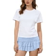 thumbnail image 7 of FAHXNVB Women Ruffled Mini Skirts High Waisted Ruffle Hem Tiered Athletic Skirts Summer Loose Fit Lightweight Tennis Soft Comfort Skirts, 7 of 7