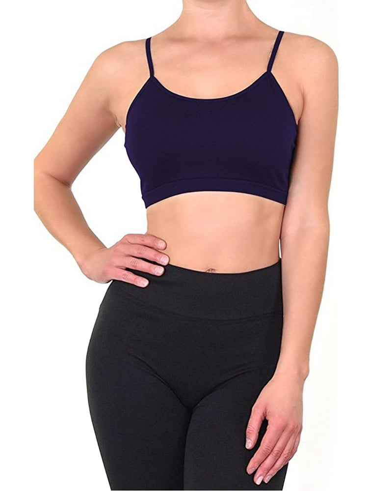 Fmr Slhrvib Seamless Cami Bra Crop Top Spaghetti Straps Tank Camisole