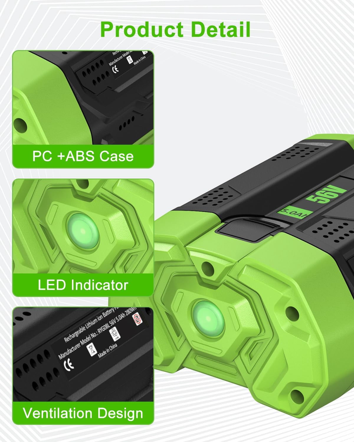 2Pack 5.0Ah Replacement for EGO 56V Battery Compatible with EGO 56 Volt Lithium-Ion Battery Power Tools