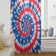 thumbnail image 5 of Blue Red Tie-dye Sheer Curtains 54 Inches Long, Vintage American Stars Abstract Art Light Filering Curtains, Breathable Simi Curtain Privacy Drapes for Kitchen Bathroom Small Window Treatment, 5 of 9