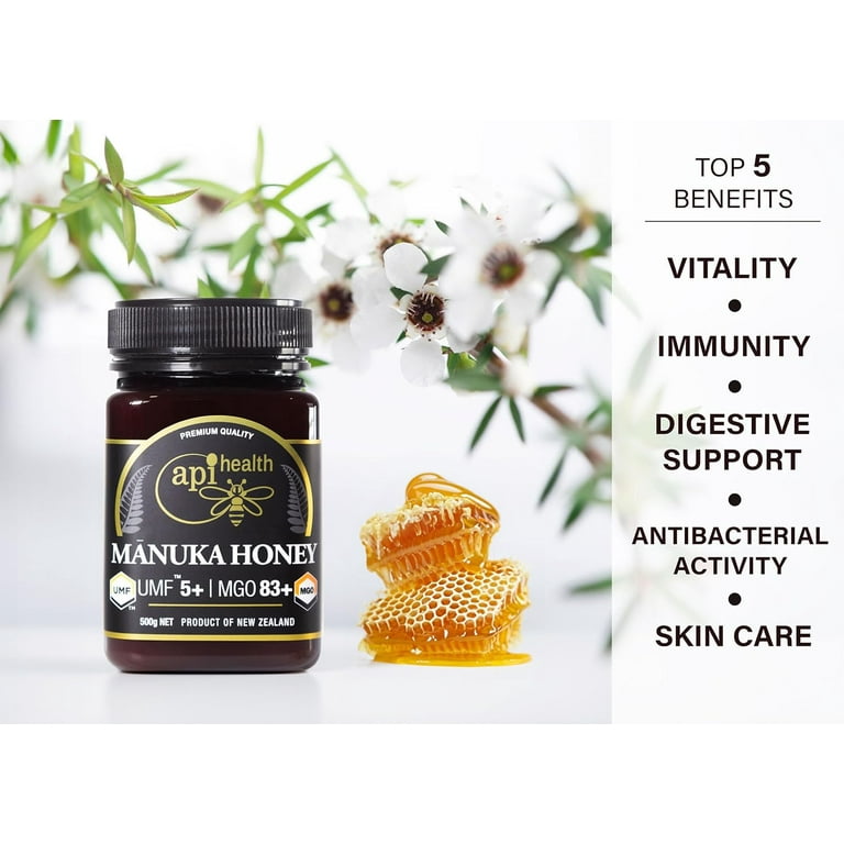 Manuka Honey UMF 5+ (MGO 83+) Pure New Zealand Honey, 1.1 lb (500g