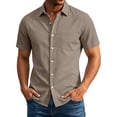 thumbnail image 2 of Stamzod Mens Shirts Casual Solid Short Sleeve Button Up Shirt Men Business Work Dress Shirts S-5Xl Khaki XL, 2 of 9