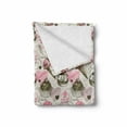 thumbnail image 2 of Ice Cream Soft Flannel Fleece Throw Blanket, Grunge Style Cupcakes with Murky Heart Love Romance Illustration, Cozy Plush for Indoor and Outdoor Use, 60" x 80", Army Green Pale Pink, by Ambesonne, 2 of 6