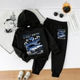 thumbnail image 2 of Zshosam Boys Clothes Boy 2 Pcs Clothes Cool Printing Long Sleeve Hoodie & Sweatpants Outfit Size 3T 4T,(3-4 Years Black), 2 of 5
