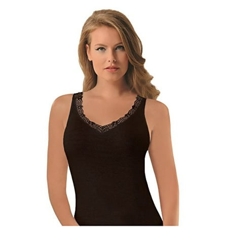 - NBB Womens Sexy Basic 100% Cotton Tank Top Camisole Lingerie with Stretch, Black, XL