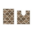 thumbnail image 2 of Better Trends 2-Piece Bathroom Rug Set, 17"x24" & 20"x20", 100% Cotton Soft, Water Absorbent, Non-Slip Bath Mat Machine Washable - Ideal for Sink, Toilet Base, Tub or Shower Savio Collection - Brown, 2 of 7