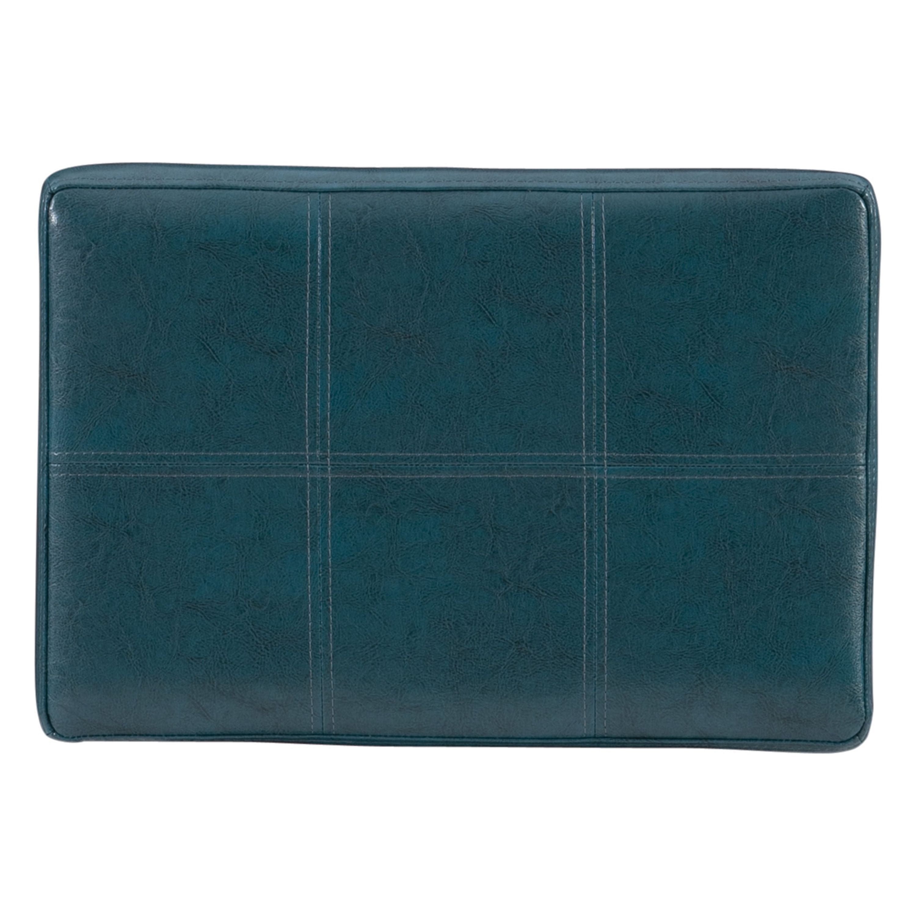 Linon Claridge 3-Piece Counter Height Tavern Set, Brown with Blue Faux Leather