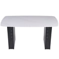 thumbnail image 4 of Modern Rectangular Tempered Glass Dining Table, Marble-Patterned Design with Gold Dual-Pedestal Metal Base, Ideal for Dining Room & Home Office, 4 of 11
